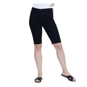SEVEN7 Womens Black Stretch Zippered Pocketed Frayed Bermuda Shorts 2